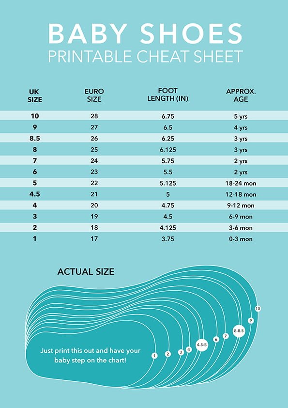 Us Baby Toddler Shoe Size Chart Printable